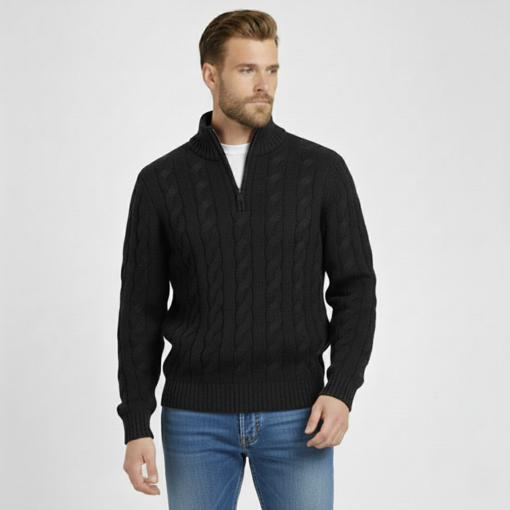 The Arran Heritage Cable Knit Half-Zip