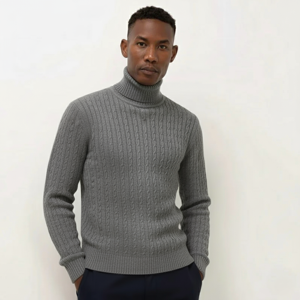 The Mayfair Cable Knit Roll Neck