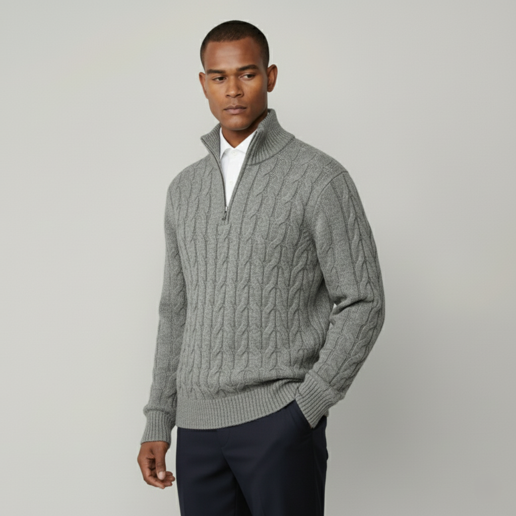 The Arran Heritage Cable Knit Half-Zip