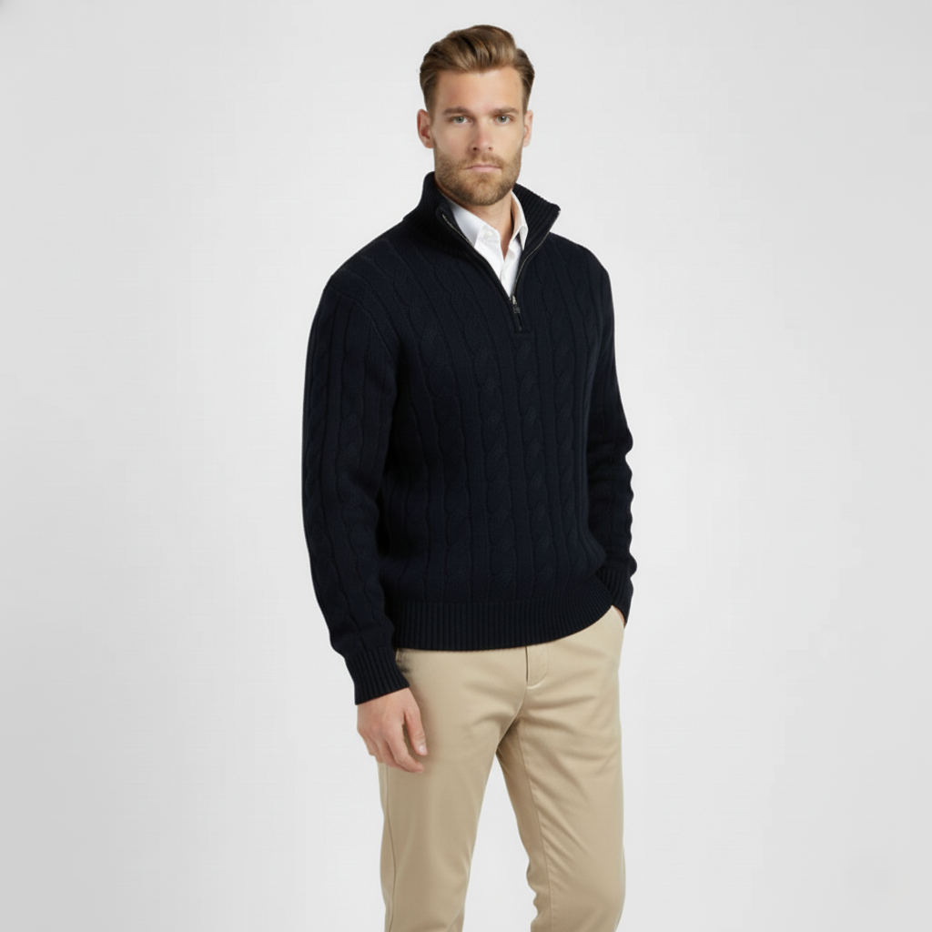 The Arran Heritage Cable Knit Half-Zip