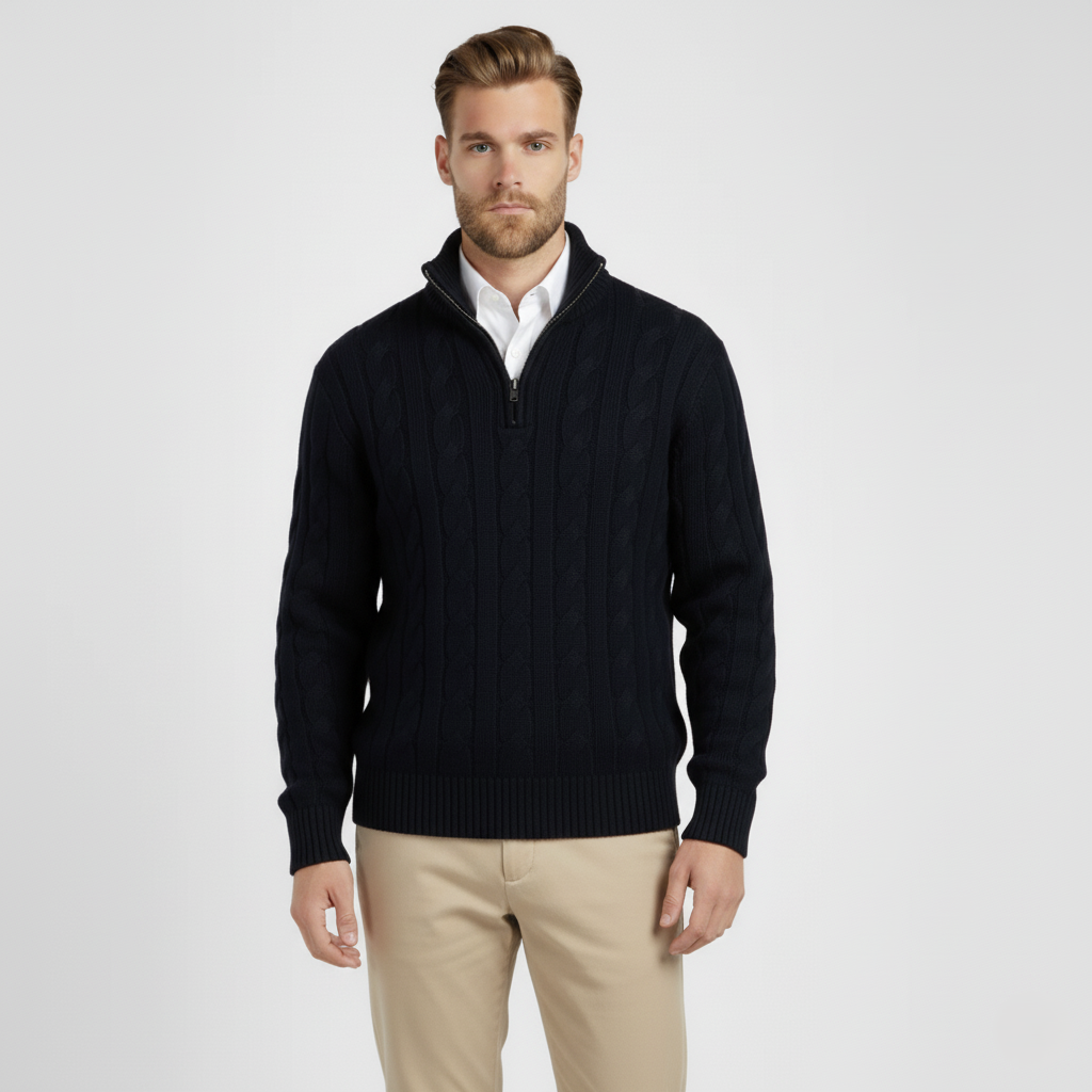 The Arran Heritage Cable Knit Half-Zip