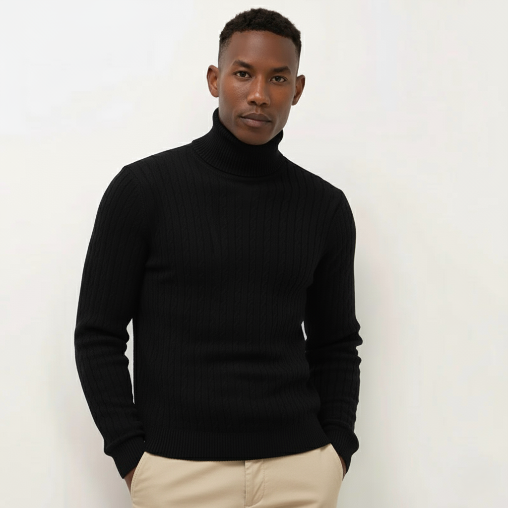 The Mayfair Cable Knit Roll Neck